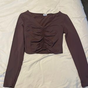 Brown Garage Bodysuit with cutouts in front size Small